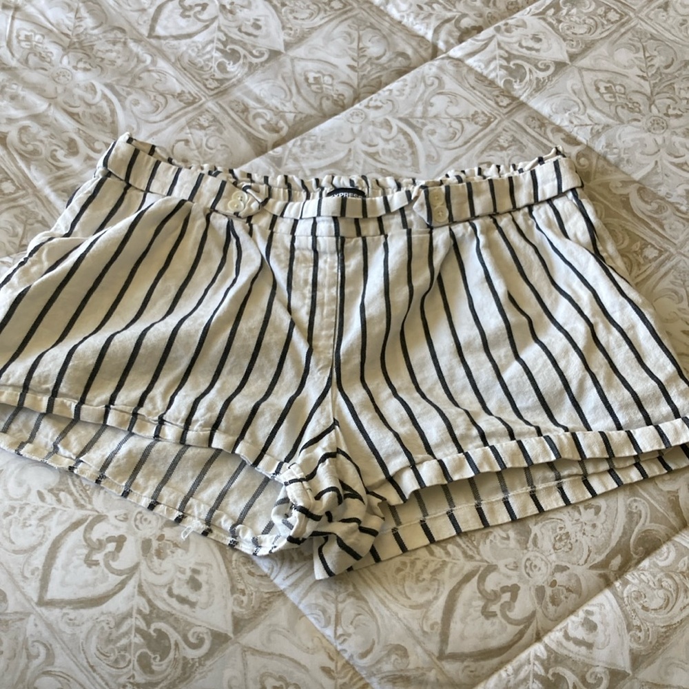 Express Linen Blend High Waist Pull-On Shorts